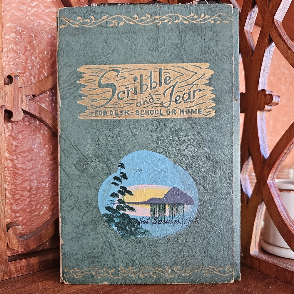 Vintage Notebook, Hot Springs Arkansas,  Handpainted, desk, refillable